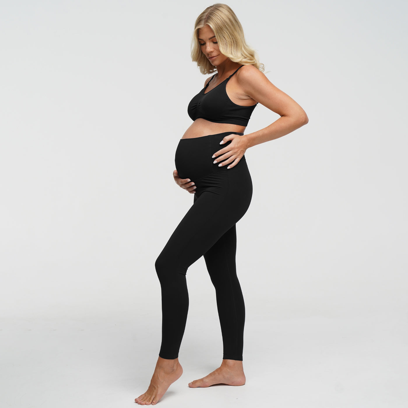 Nahtlose Umstandsleggings mit hohem Bund - 4